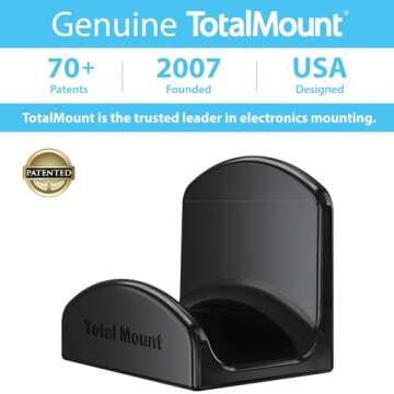 TotalMount Headphone Hanger – Includes Removable Adhesive Strips for Easy, Damage-Free Wall, Desk, or PC Mounting (Premium Black Headphone Hook – One Pack)