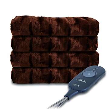 Sunbeam Heated Throw Blanket | Faux Fur, 3 Heat Settings, Walnut