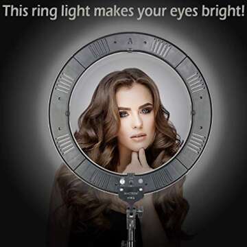 MACTREM Ring Light 18 inch 58W LED Dimmable Makeup Ring Light Adjustable Color Temperature 5500K Lighting Kit Ring Light with Stand,Hot Shoe Adapter,Camera Smartphone Video Shooting,Vlog and Makeup