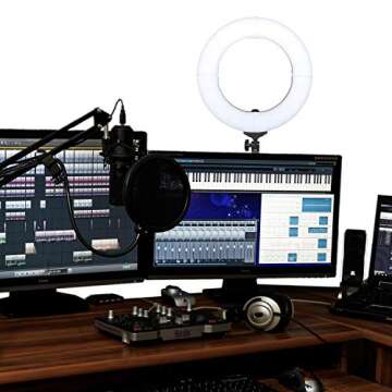 MACTREM Ring Light 18 inch 58W LED Dimmable Makeup Ring Light Adjustable Color Temperature 5500K Lighting Kit Ring Light with Stand,Hot Shoe Adapter,Camera Smartphone Video Shooting,Vlog and Makeup