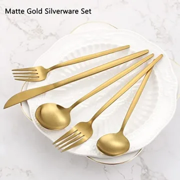 VANVRO 20-Piece Matte Gold Silverware Set - Stylish Dining