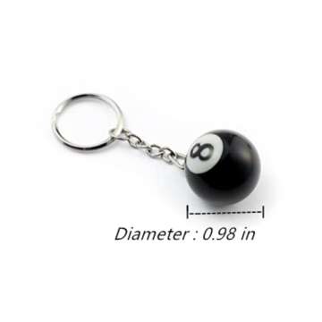 BeeSpring 8 Ball Keychain - Creative 0.98 Inch Key Chain for Gifts