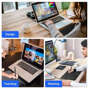 Graphics Drawing Tablet, UGEE M708 10 x 6 inch Large Drawing Tablet with 8 Hot Keys 8192 Levels Pen, Graphic Tablets for Computer Digital Art Creation Sketch for Windows Chrome OS Mac OS and Linux
