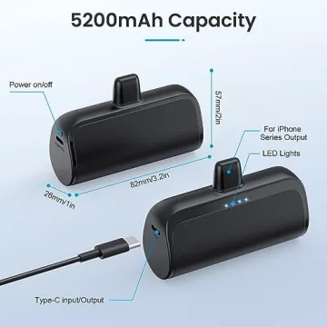 Mini Portable Power Bank Compatible with iPhone 5200mAh