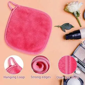Makeup Remover Cloth, 6" x 6" Make Up Towels Reusable Face Cloth for Washing Face, 12 Pack Makeup Remover Pads Microfiber Face Washcloth with Mesh Bag, Just Water, Grey/Purple/Pink