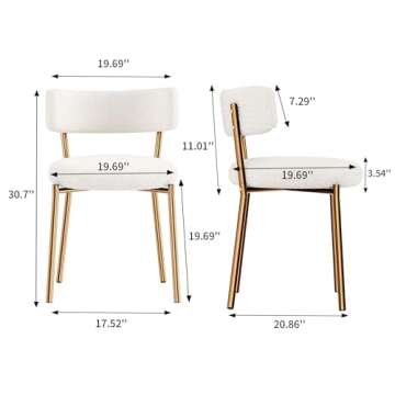 HAIZAO Modern Dining Chairs Set of 4 - Round Upholstered Boucle Sherpa Chairs