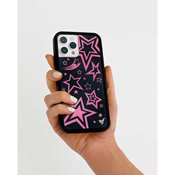 Wildflower Cases - Super Star Case, Compatible with Apple iPhone 12 Pro Max | Black, Pink, Stars, Cute, Trendy, Gift - Protective Black Bumper, 4ft Drop Test Certified, Women Owned Small Business