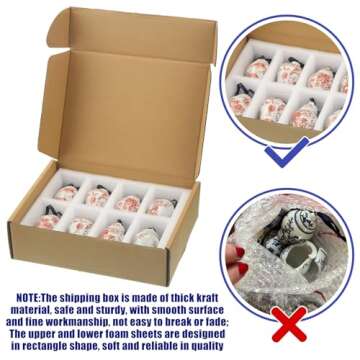 8 Pieces Christmas Chinoiserie Ornaments Mini Ginger Jar Ornaments Porcelain Hanging Ornaments Blue and White Ginger Jars Chinoiserie Decor for Xmas Tree Decorations (Red)