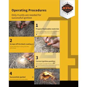 AOFAR Fire Starter AF-381 Fire Steel 5-in-1 for Camping, Hiking, Hunting, Backpacking, Boating, Outdoor Magnesium Survival Rod with Fire Paracord, Compass and Whistle, Waterproof (2-Pack)…