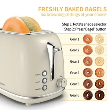 Keenstone Touchscreen Retro Toaster with Extra Wide Slot - Beige