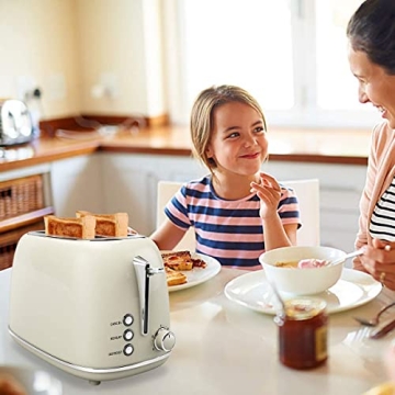 Keenstone Touchscreen Retro Toaster with Extra Wide Slot - Beige