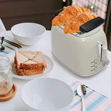 Keenstone Touchscreen Retro Toaster with Extra Wide Slot - Beige