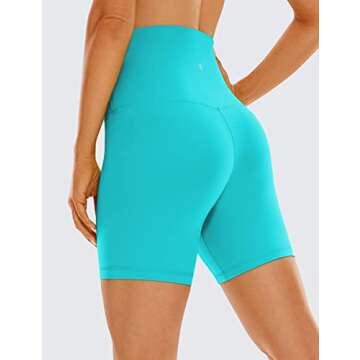 CRZ YOGA Super High Waisted Butterluxe Womens Biker Shorts - Yoga Lounge Neon Spectral Blue Small