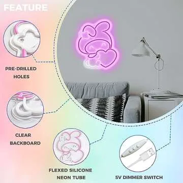 Melody Neon Sign Anime Neon Sign for Wall Decor Janpanese Neon Light for Bedroom Wall Decor Game Room Decor Livingroom Decor for Kids, Anime Gifts for Teens