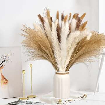 87PCS Dried Pampas Grass for Home and Wedding Decor
