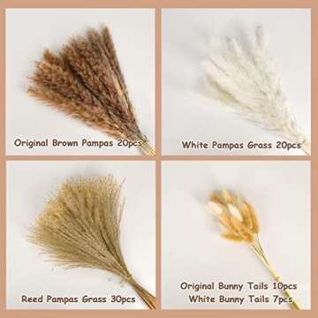 87PCS Dried Pampas Grass for Home and Wedding Decor