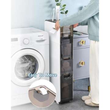 Lozovin 3-Tiers Narrow Storage Cabinet,Sleek Free Standing Toilet Paper Holder,Small Bathroom Floor Cabinet,Slim Plastic Drawer ,Multifunctional Organizer for Kitchen Bedroom Laundry Room,etc