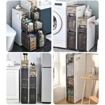 Lozovin 3-Tiers Narrow Storage Cabinet,Sleek Free Standing Toilet Paper Holder,Small Bathroom Floor Cabinet,Slim Plastic Drawer ,Multifunctional Organizer for Kitchen Bedroom Laundry Room,etc