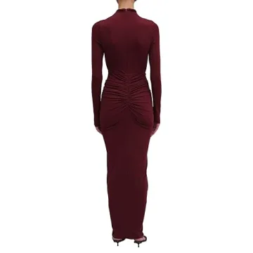 Ronny Kobo Scorpio Longsleeve Maxi Dress Oxblood Elegance