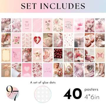 97 Decor Coquette Room Decor - Vintage Aesthetic Wall Collage Kit for Girls