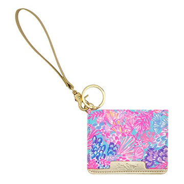 Lilly Pulitzer Snap ID Card Case Cute Keychain Wallet Slim Credit Card Holder with Wristlet Strap Sp...