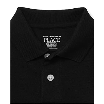 The Children's Place Baby Boys and Toddler Boys Short Sleeve Pique Polo - Black, 6-9 MONTHS
