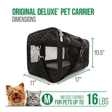 Sherpa Original Deluxe Travel Pet Carrier, Airline Approved & Guaranteed On Board - Black Lattice, Medium