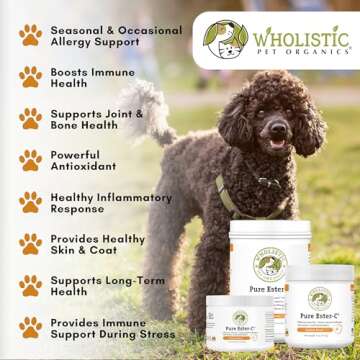 Wholistic Pet Organics Pure Ester-C Powder for Dogs & Cats - 2 Oz - Vitamin C Supplement for Immune Support, Skin & Coat Health, & Allergy Relief - Dog Vitamin Powder for Itchy Skin & Homemade Food