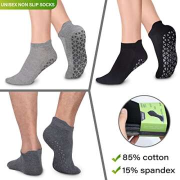 Non Slip Yoga Socks with Grips for Pilates, Ballet, Barre, Barefoot,Bikram,Hospital Anti Skid Socks ...