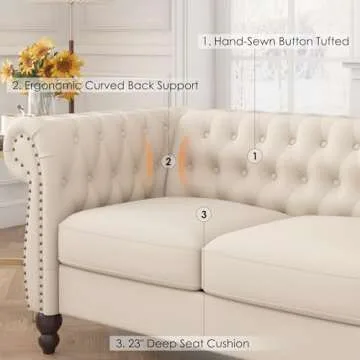 HIFIT 84" Modern Couch - Spacious 3 Seater Sofa