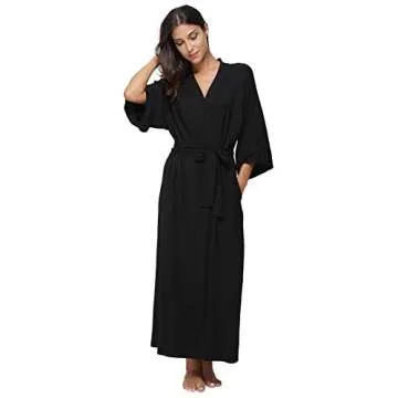 Women's Soft Robes Long Bath Robes Kimonos Sleepwear Dressing Gown,Black
