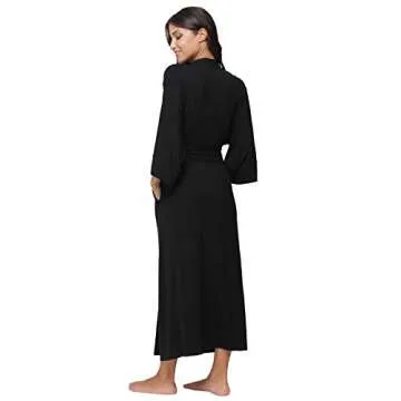 Women's Soft Robes Long Bath Robes Kimonos Sleepwear Dressing Gown,Black