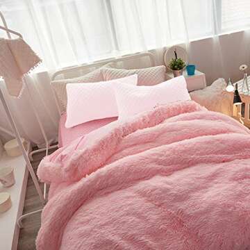 Uozzi Bedding Luxury Plush Shaggy Flannel Duvet Cover 1 Faux Fur Solid Duvet Cover No Inside Filler,...