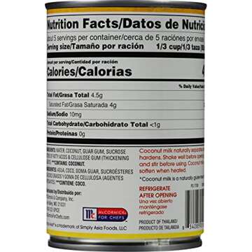 Simply Asia Unsweetened Coconut Milk, 13.66 fl oz - One 13.66 Ounce Can of Unsweetened Coconut Milk,...