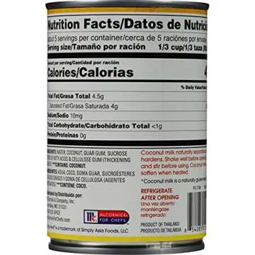 Simply Asia Unsweetened Coconut Milk, 13.66 fl oz - One 13.66 Ounce Can of Unsweetened Coconut Milk,...