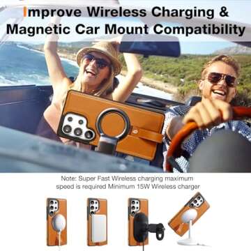 Butaiga for Samsung Galaxy S25 Ultra Case with Stand, Anti-Slip Shockproof Loop, Compatible with MagSafe, Magnetic Protective Leather Case with Camera Lens and Screen Protector, Brown