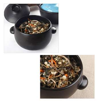 Korean Traditional Ceramic Rice Cooker with Lid, Earthenware Rice Cooker, Japanese Style Donabe Rice...