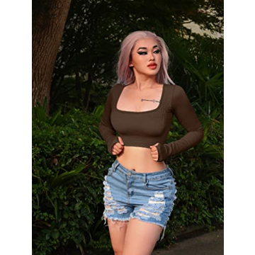 OQQ Women's Ribbed Crop Tops for Workout & Casual Wear
