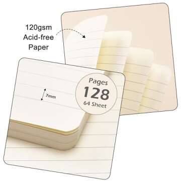 Ruled Notebook/Journal - Classic Lined Journal/Notebook, 5.3'' x 8.26'', Hardcover with Thick Paper, Banded + Pen Holder +Inner Pocket - Vanilla