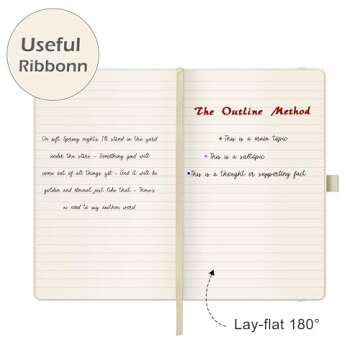 Ruled Notebook/Journal - Classic Lined Journal/Notebook, 5.3'' x 8.26'', Hardcover with Thick Paper, Banded + Pen Holder +Inner Pocket - Vanilla