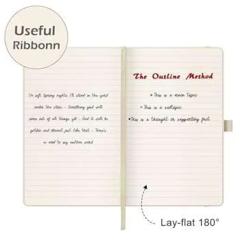 Ruled Notebook/Journal - Classic Lined Journal/Notebook, 5.3'' x 8.26'', Hardcover with Thick Paper, Banded + Pen Holder +Inner Pocket - Vanilla