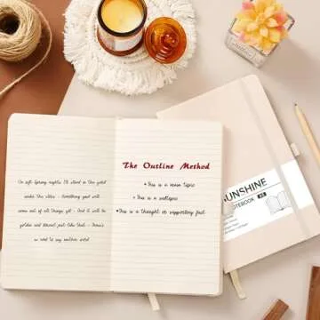 Ruled Notebook/Journal - Classic Lined Journal/Notebook, 5.3'' x 8.26'', Hardcover with Thick Paper, Banded + Pen Holder +Inner Pocket - Vanilla