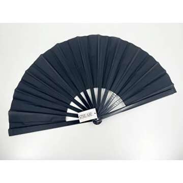 STHUAHE Large Folding Fans Rave Hand Fans Festival Fans for Women Men, Chinese Japanes Hand Held Fol...