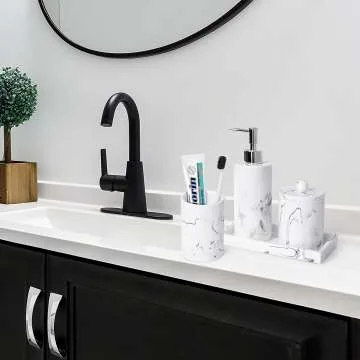 Marble Look Bathroom Accessories Set - 5 Pcs