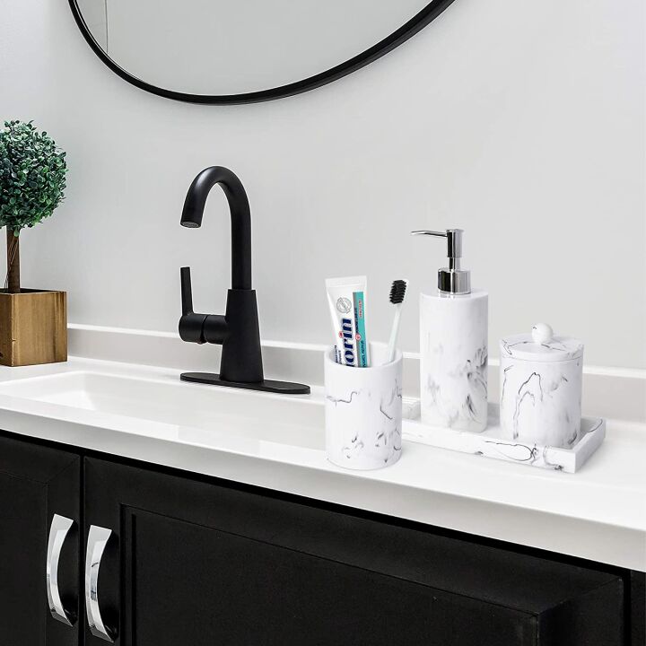 Marble Look Bathroom Accessories Set - 5 Pcs