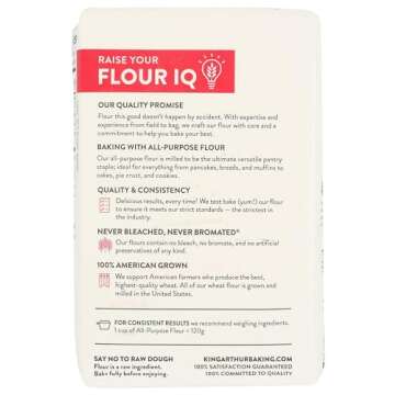 King Arthur Organic All Purpose Flour, Premium Baking Flour for Bread, Pizza Dough, and Pastries, Un...