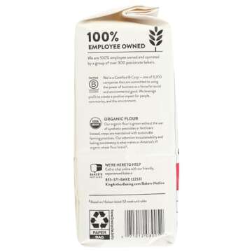 King Arthur Organic All Purpose Flour, Premium Baking Flour for Bread, Pizza Dough, and Pastries, Unbleached and Non-GMO, Versatile for All Your Baking Needs, 32 oz (2 lbs)