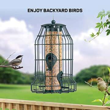 Squirrel Resistant Bird Feeders 22 oz. Bird Feeder with 4 Perches for Small Backyard Birds ONLY. Bir...