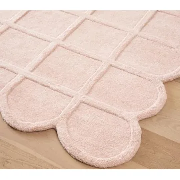 Elegant Handmade Pink Wool Area Rug - Anthrofy Selena Scallop