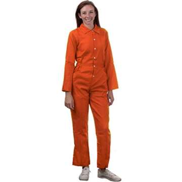 Ann Arbor T-shirt Co. Prisoner Jumpsuit | Orange Prison Inmate Halloween Costume Unisex Jail Criminal